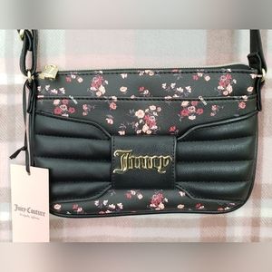 Juicy Couture Ditzy Rose Black Pretty Bow Crossbody